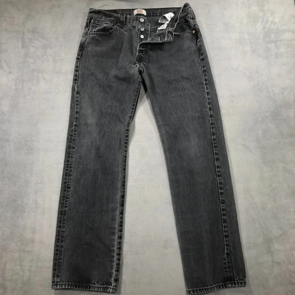 Vintage Y2K Levi's 501 Jeans Men's 34x34 Black Faded Gray Grunge Rock Button Fly